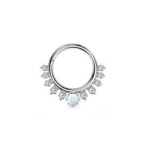 Solid Gold Opal Centred Hoop